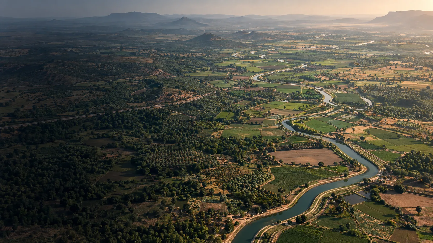 Agricultural fields and production clusters.