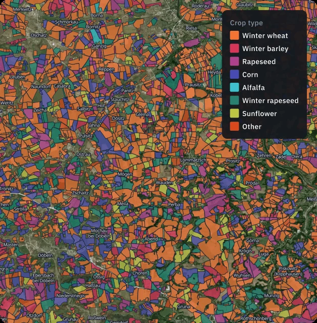 EOS Data Analytics crop classification map.